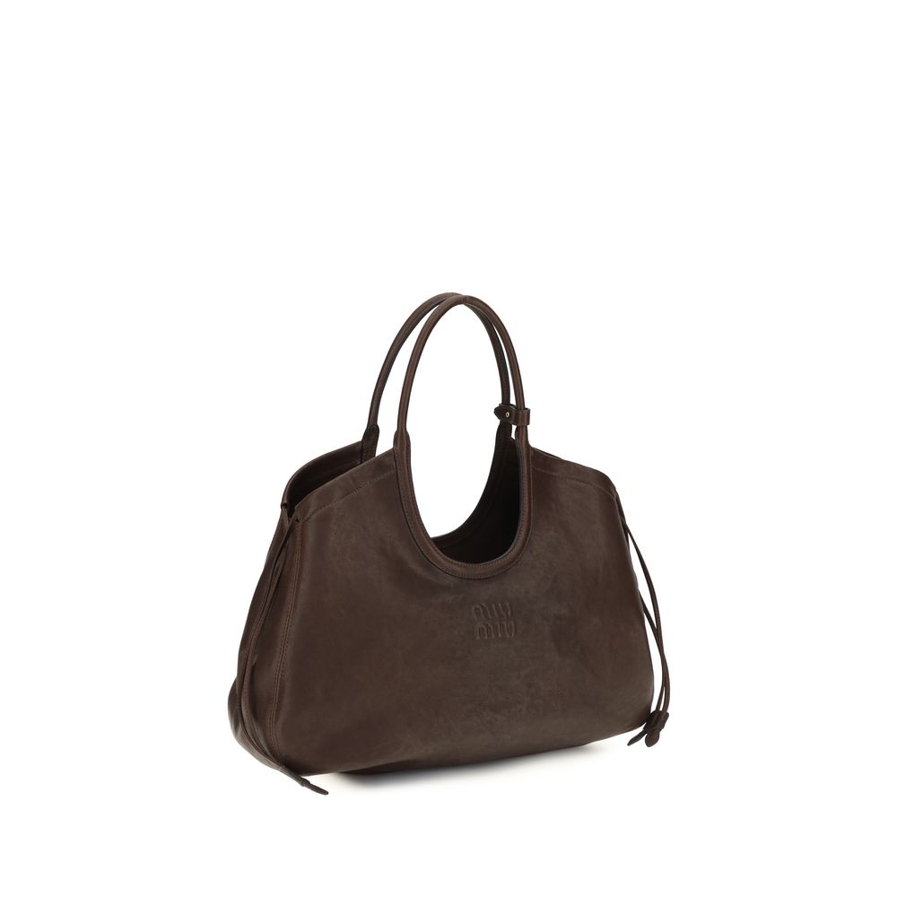 Miu Miu Ivy Nappa Lamb Leather Shopping Bag in Brown | AW26