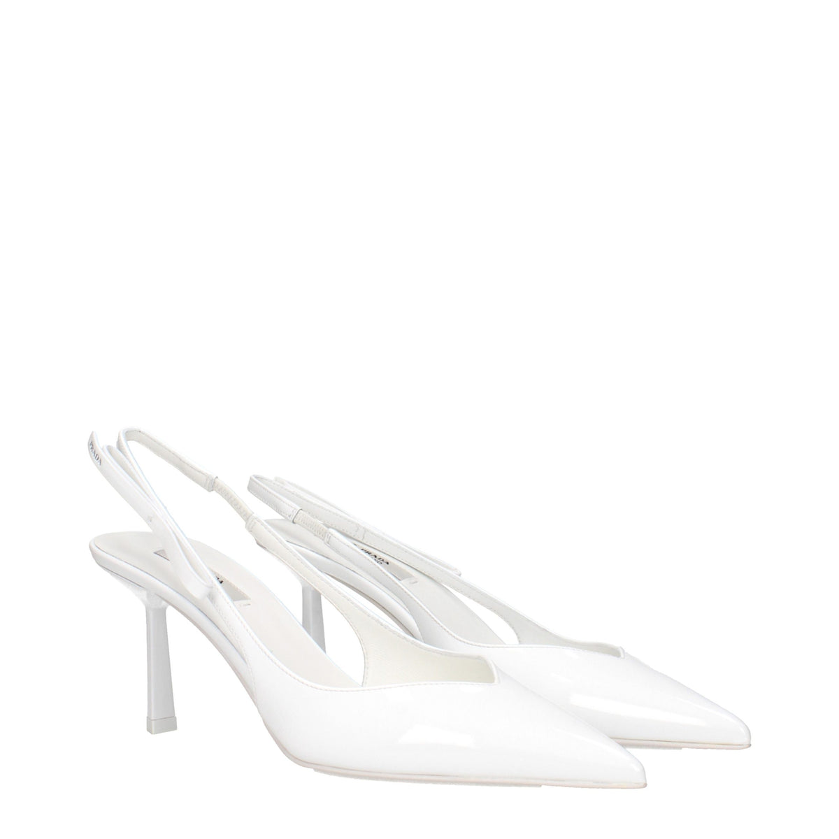 Prada Patent Leather Slingback Pumps in White