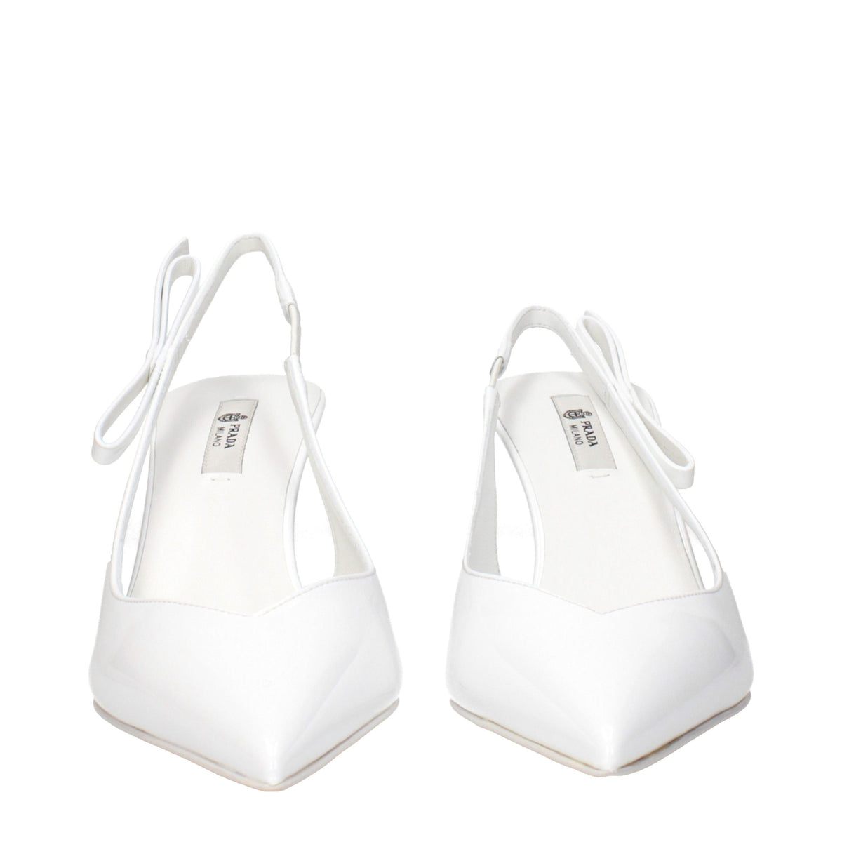 Prada Patent Leather Slingback Pumps in White