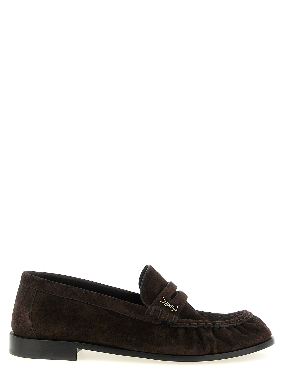 Saint Laurent Le Loafer Suede Loafers in Dark Brown | Made in Italy