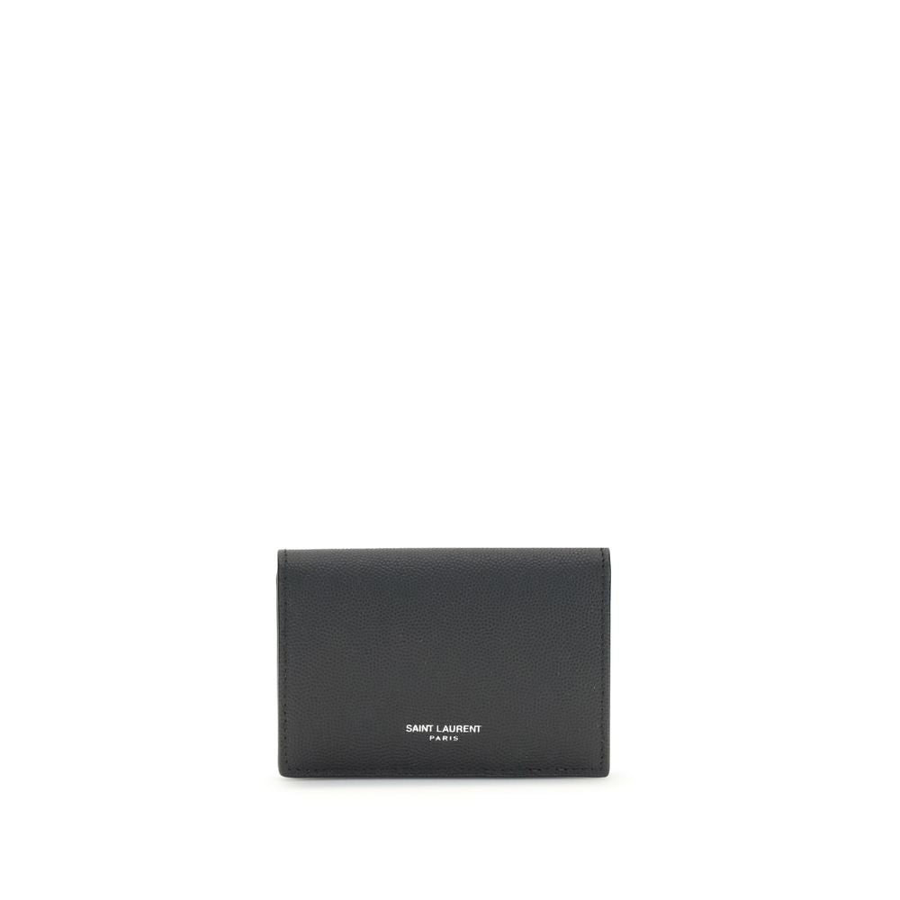 Saint Laurent Black Grain de Poudre Calfskin Card Holder AW26