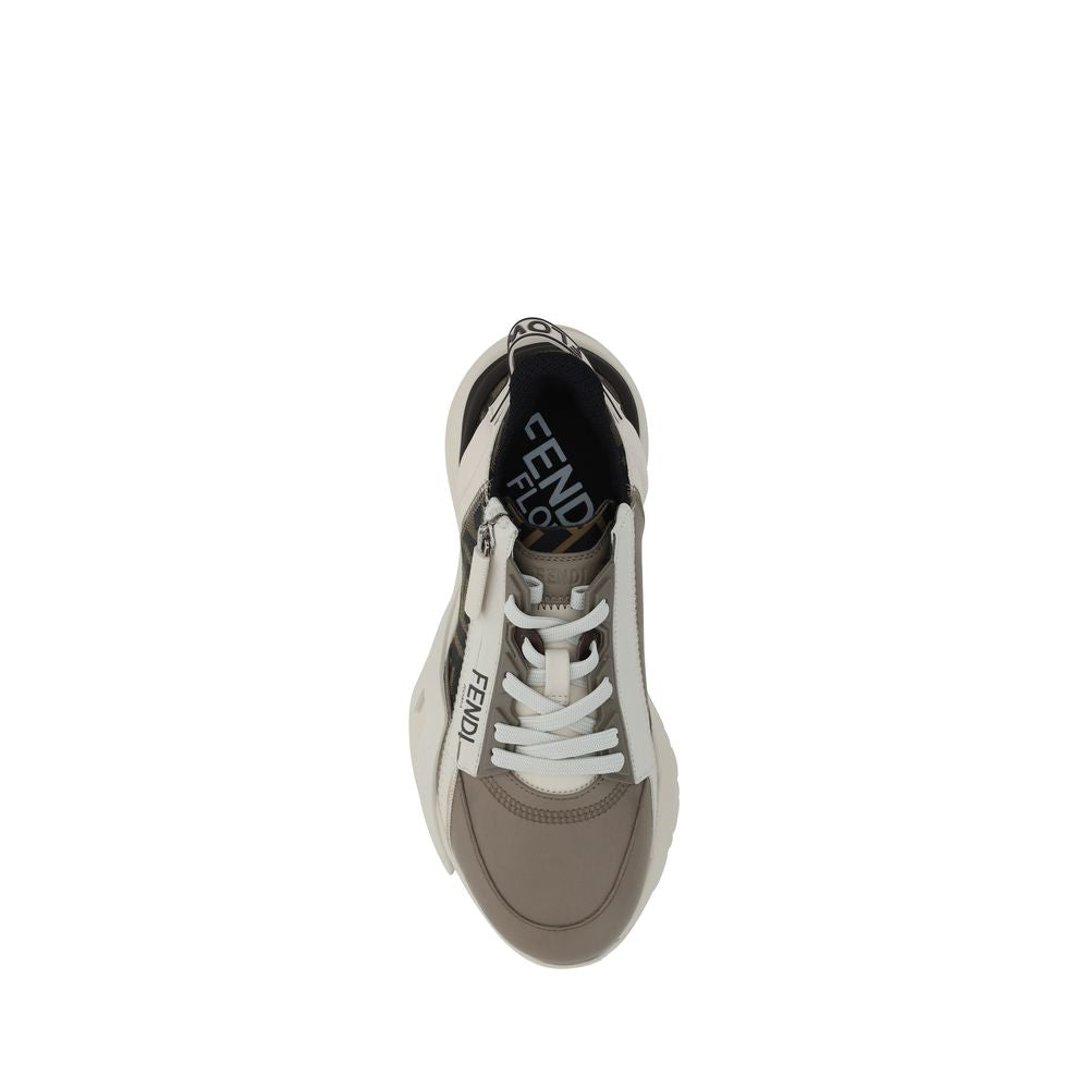 Fendi Flow Calf Leather Sneakers in Brown | SS26