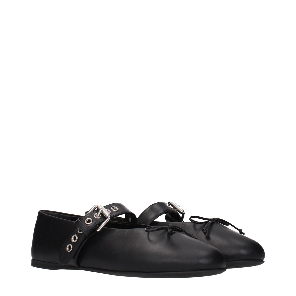 Miu Miu Leather Ballet Flats in Black