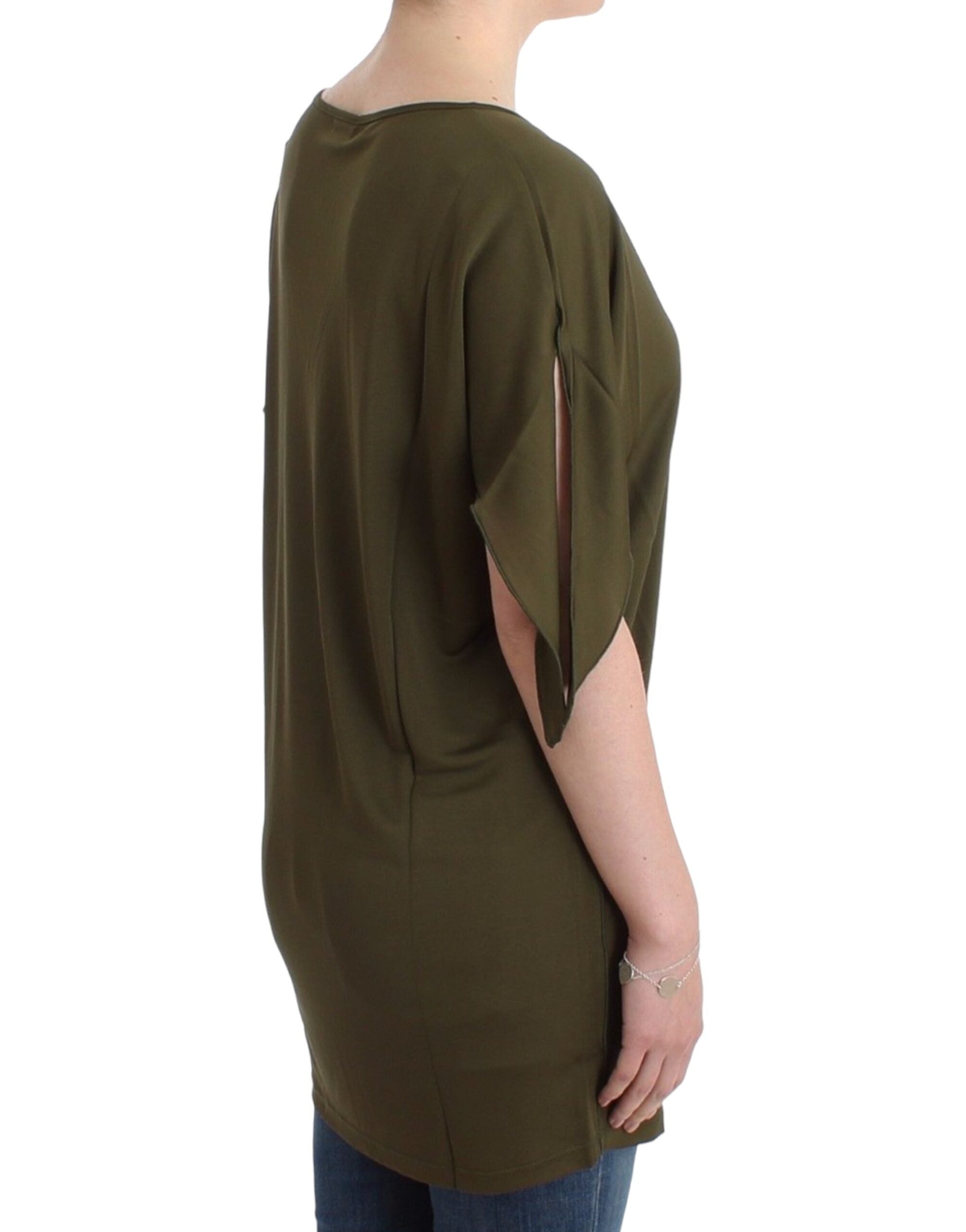 Green shortsleeved blouse top