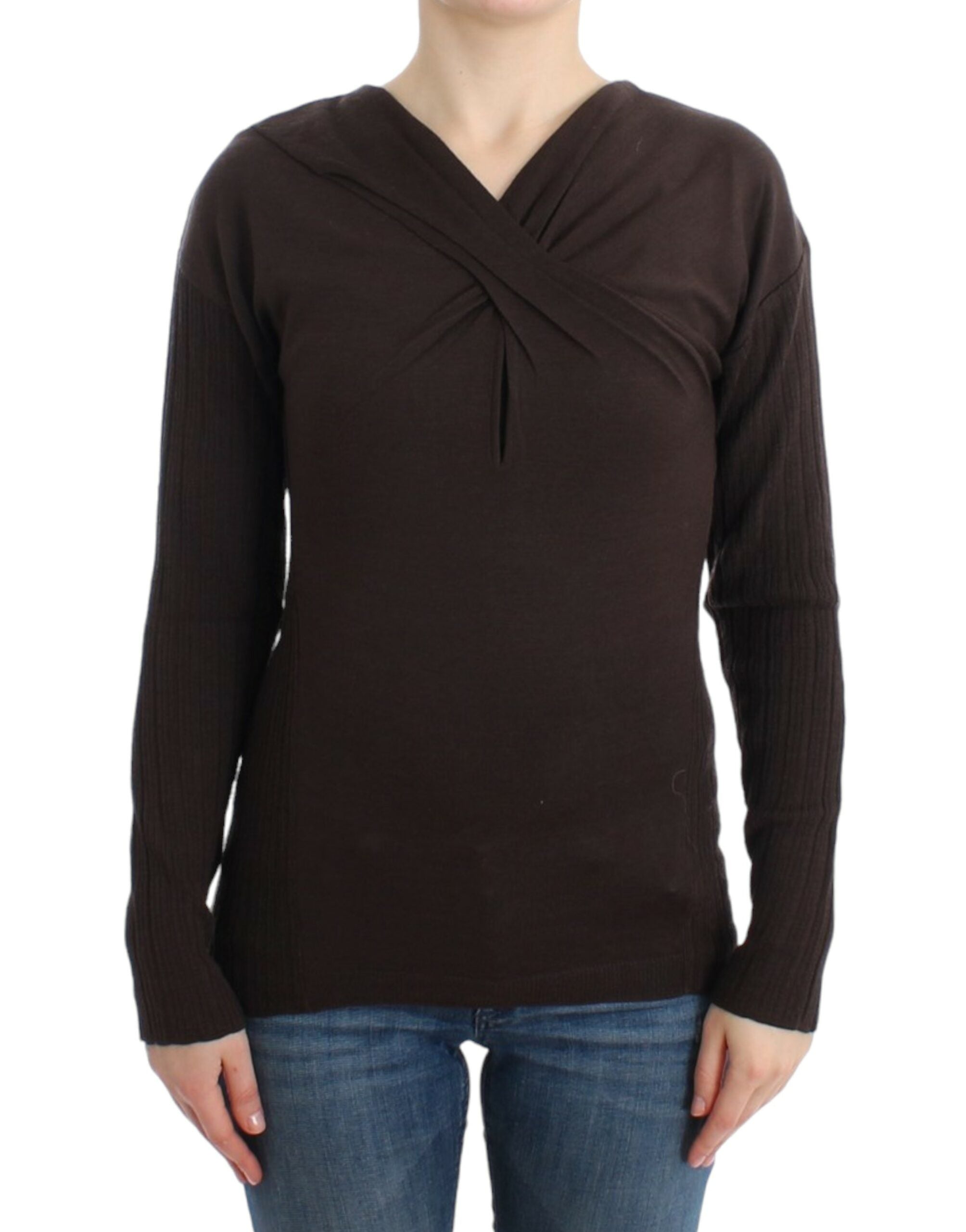 Brown knitted wool sweater