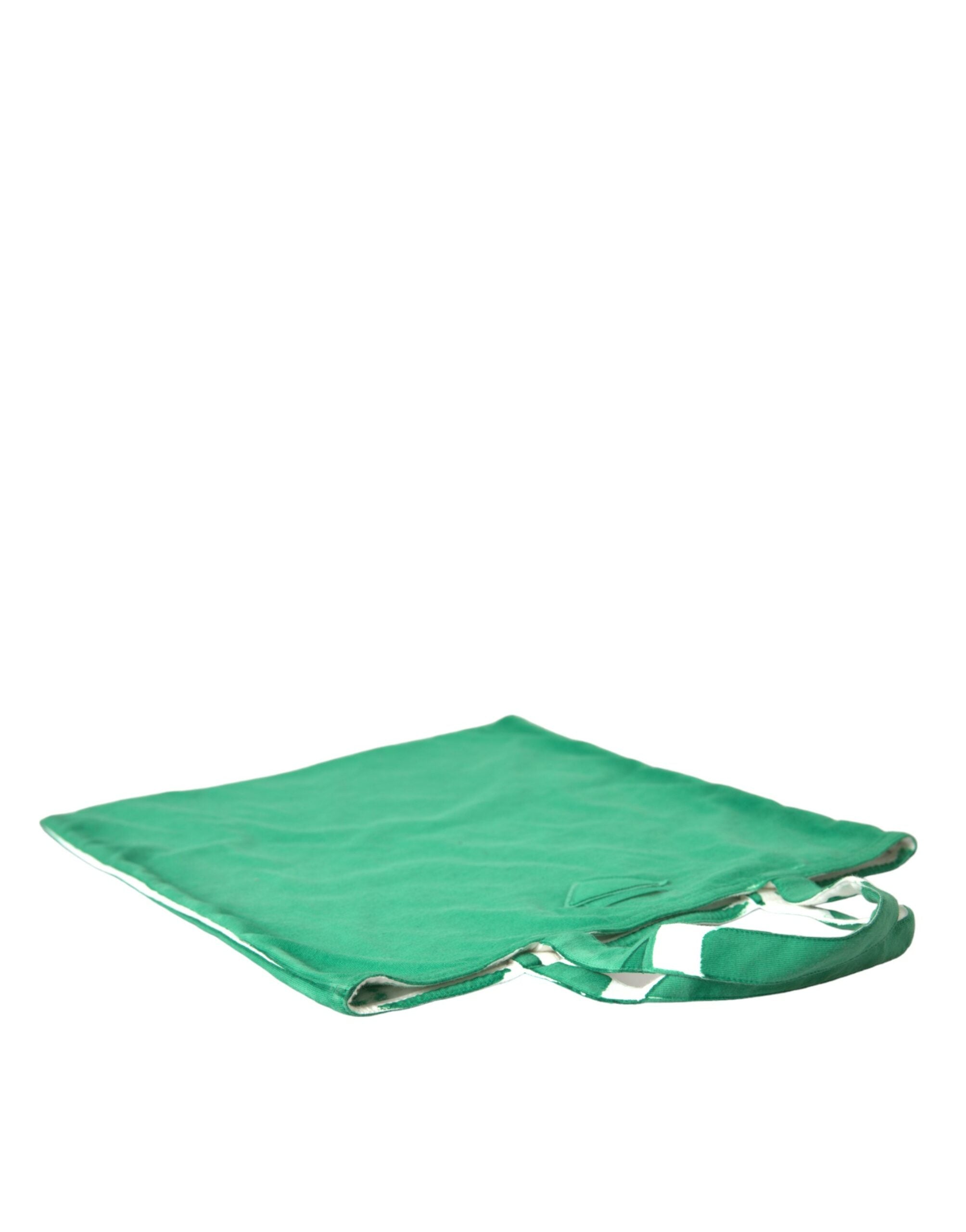Green Jersey Fabric Logo Shoulder Shopping Tote Shopping Bag