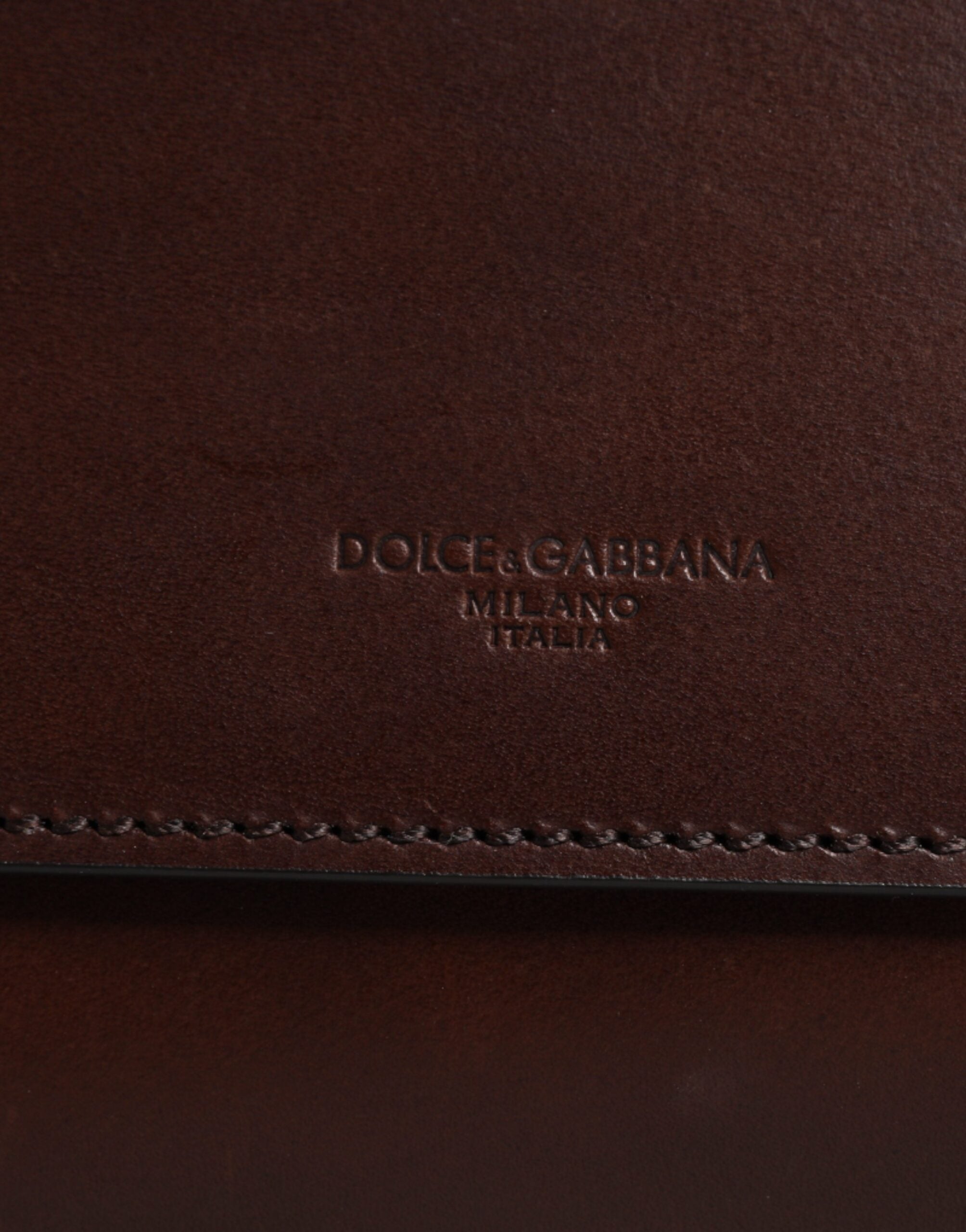Brown Leather Logo Embossed Crossbody Bag