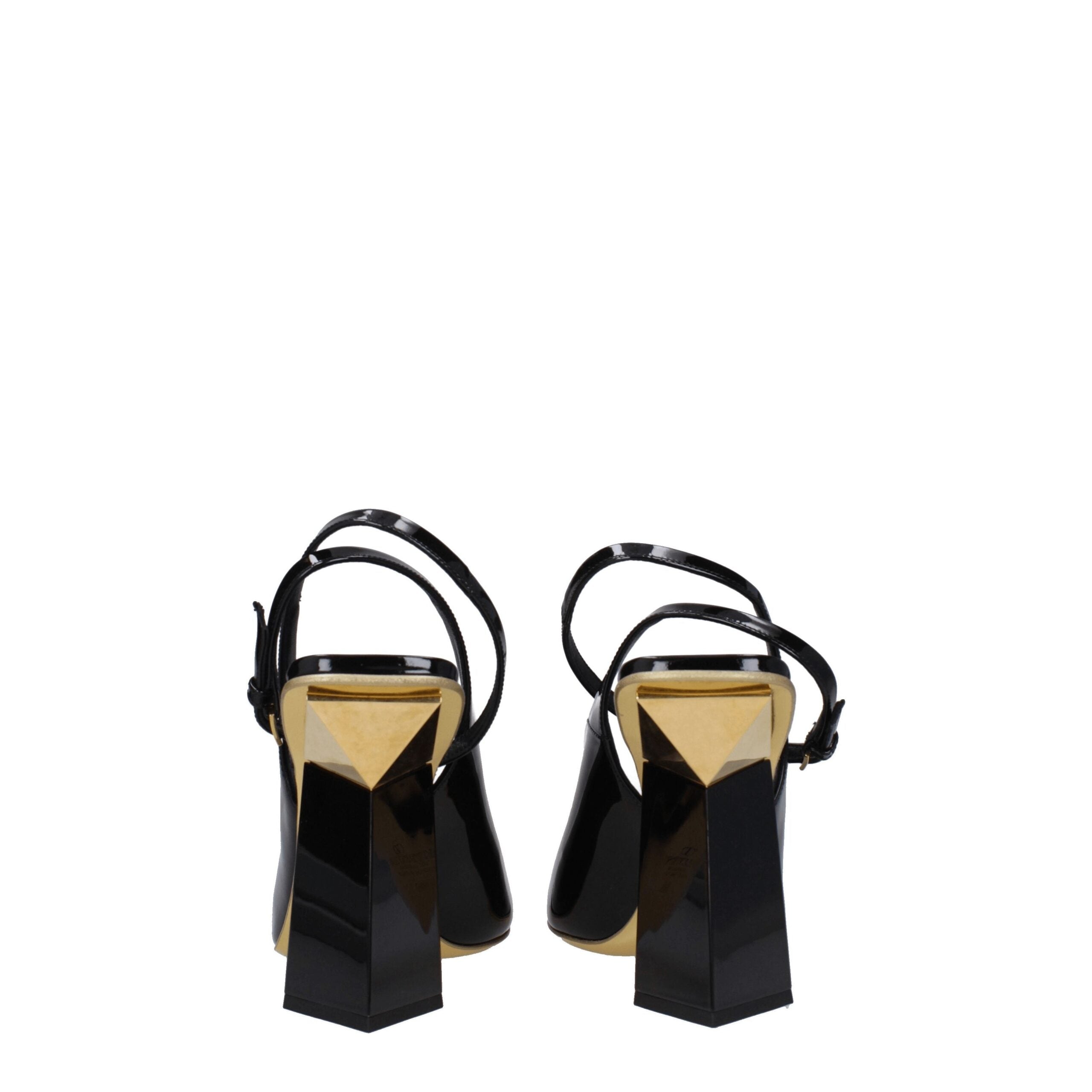 Valentino Garavani Black Patent Leather High Heel Sandals Pointy Toe 10.5cm