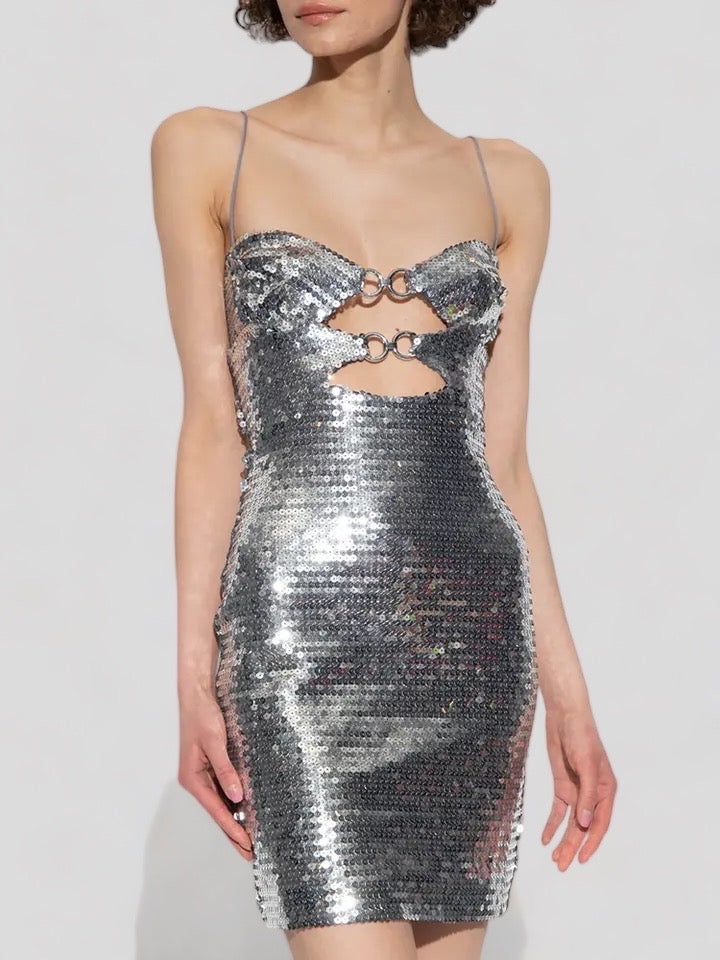 Vestido de lentejuelas plateado