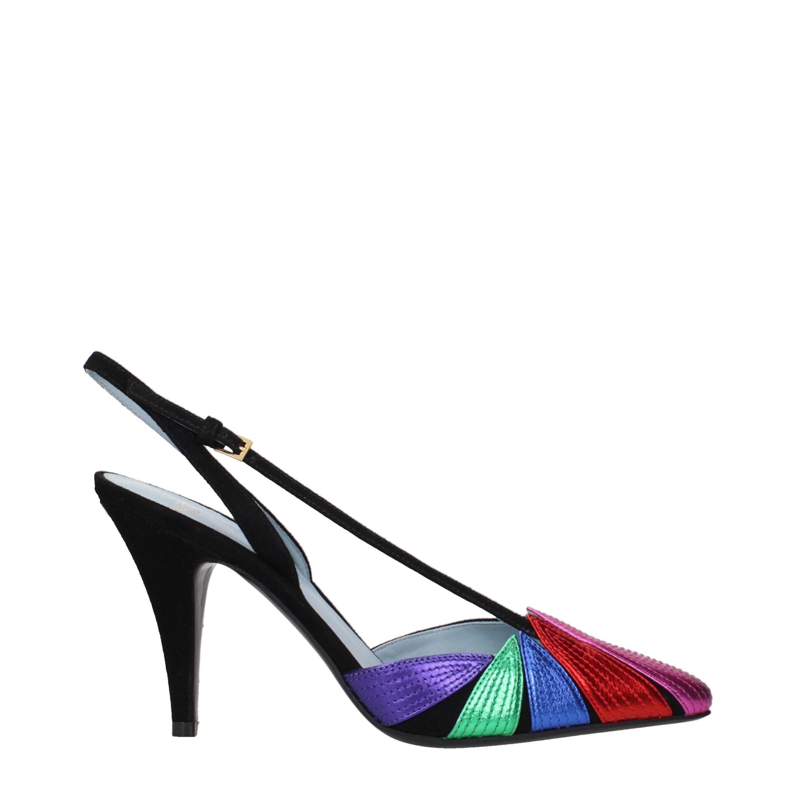 Valentino Garavani Black Suede Metallic High Heel Pumps Back Logo