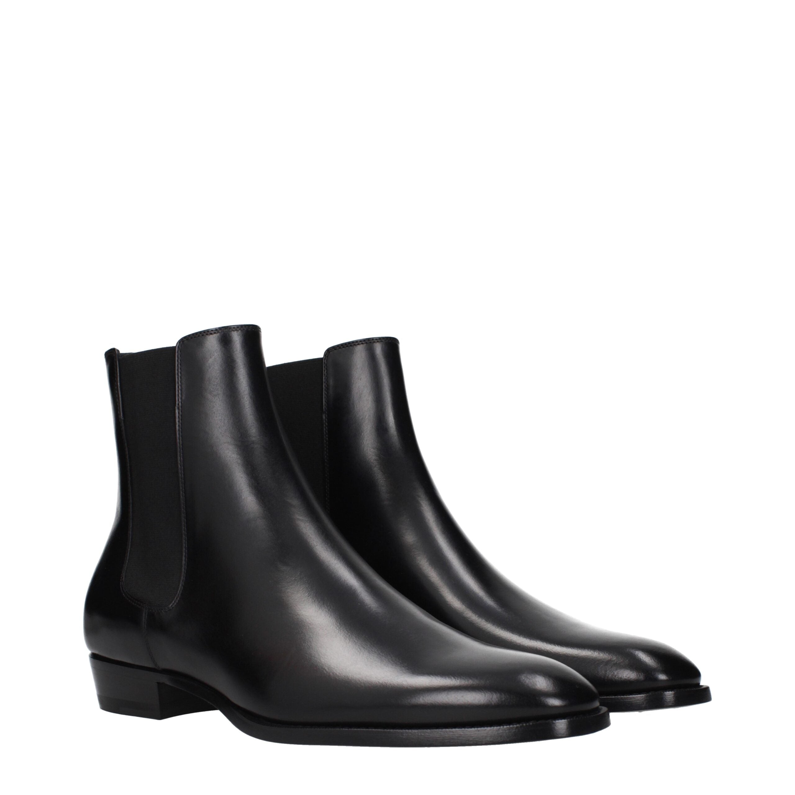 Black Leather Ankle Boots