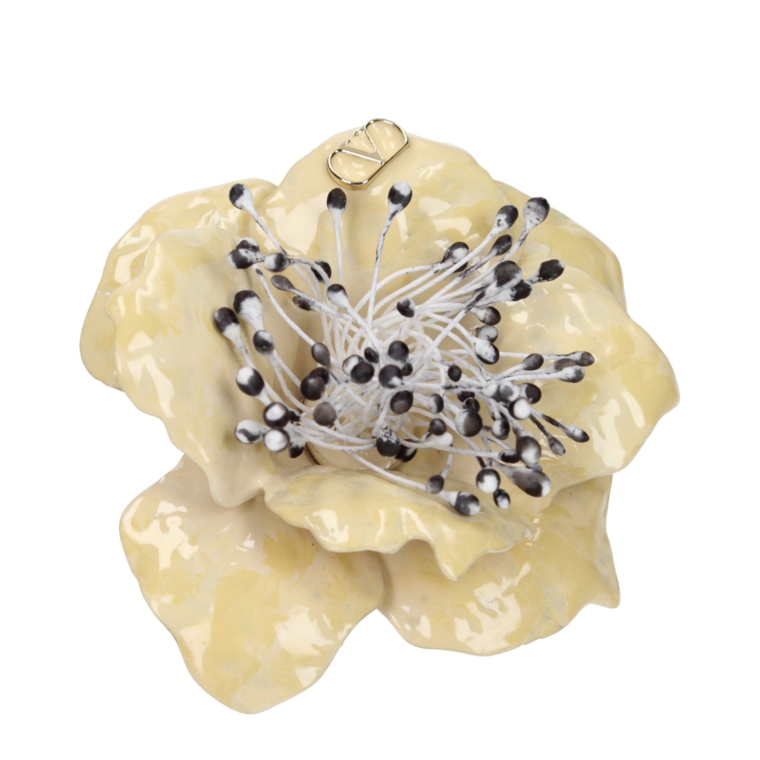 Valentino Garavani VLogo Beige Metal Brooch