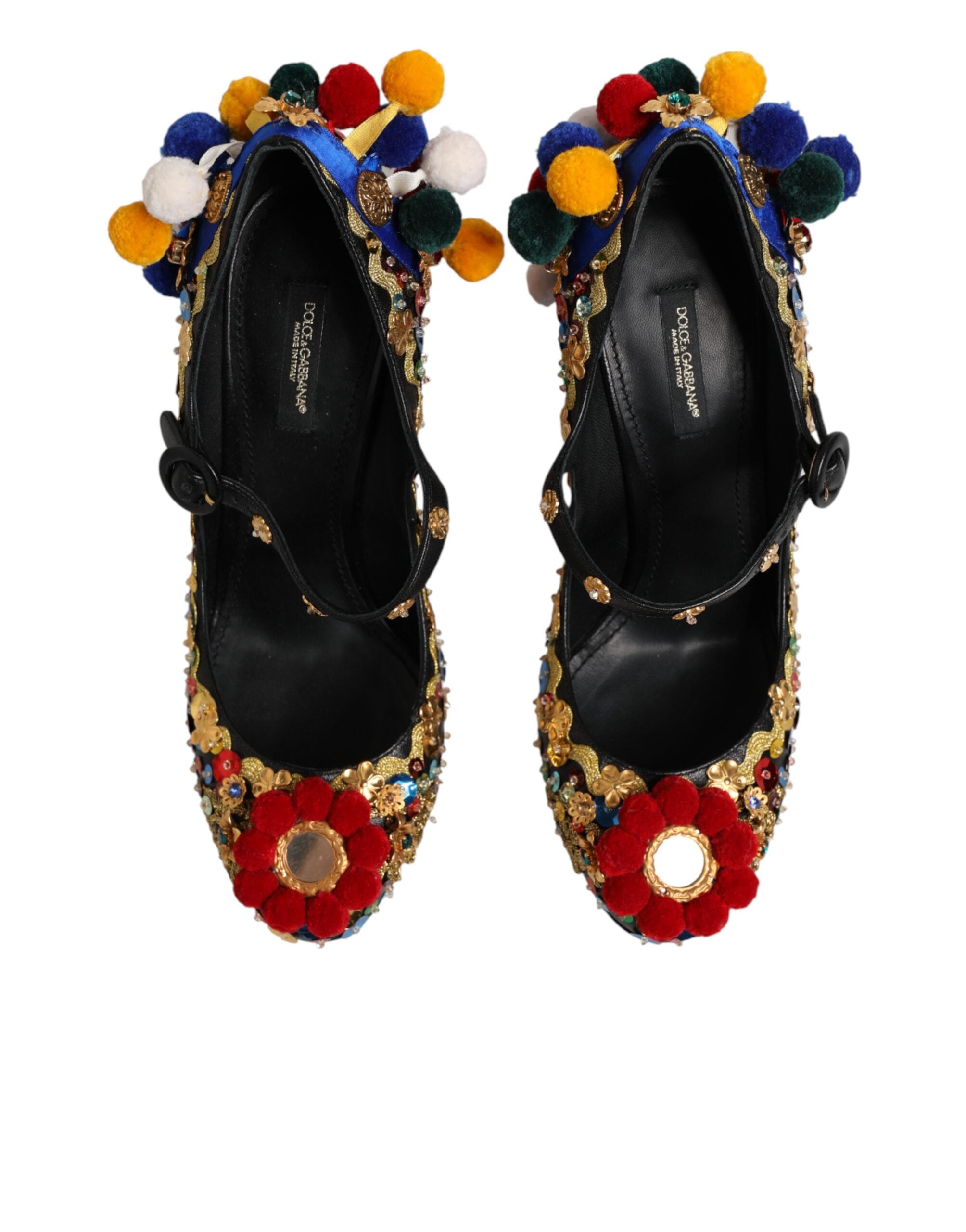 Black Gold Embellished MARY JANES Pumps Shoes