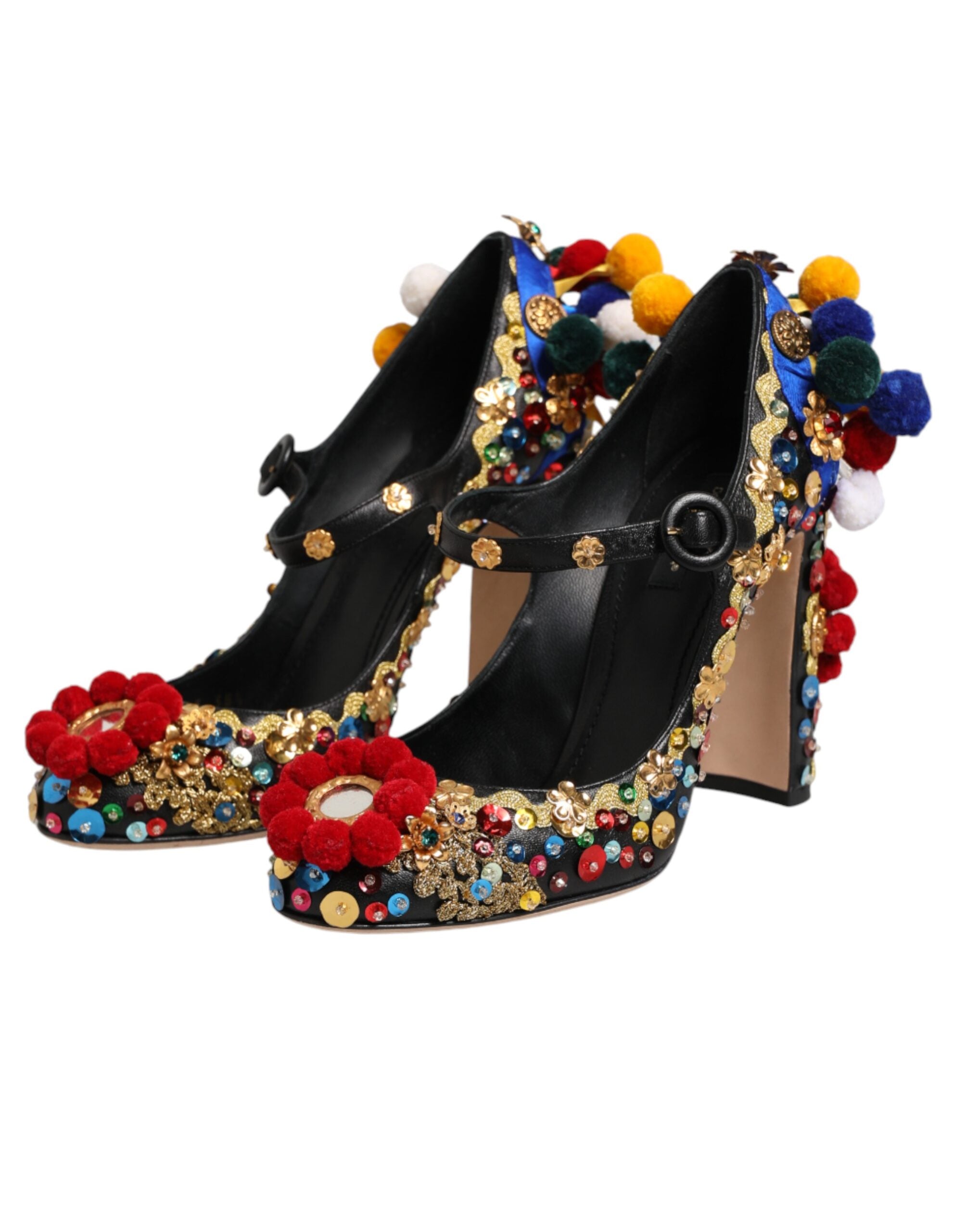 Black Gold Embellished MARY JANES Pumps Shoes