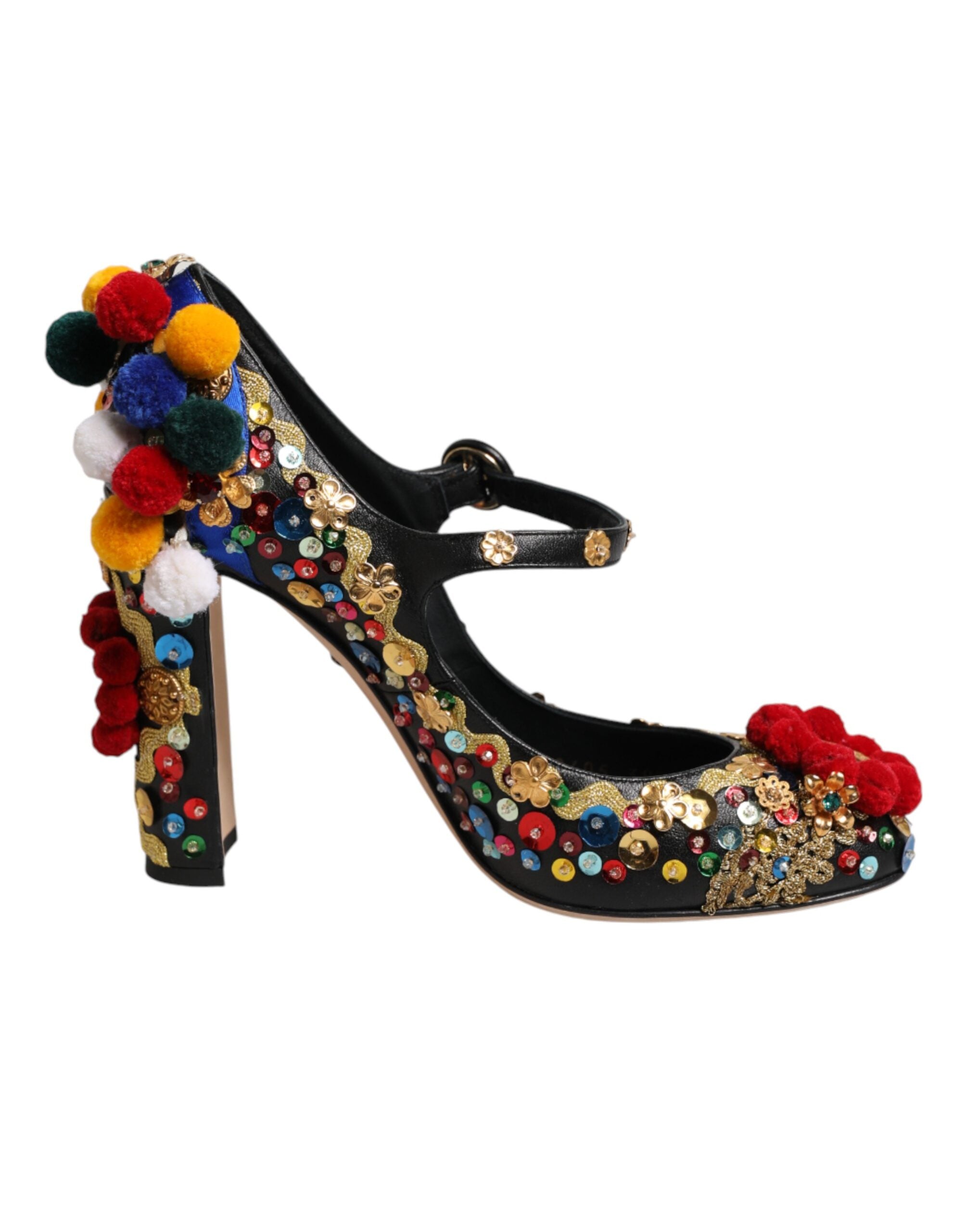 Black Gold Embellished MARY JANES Pumps Shoes