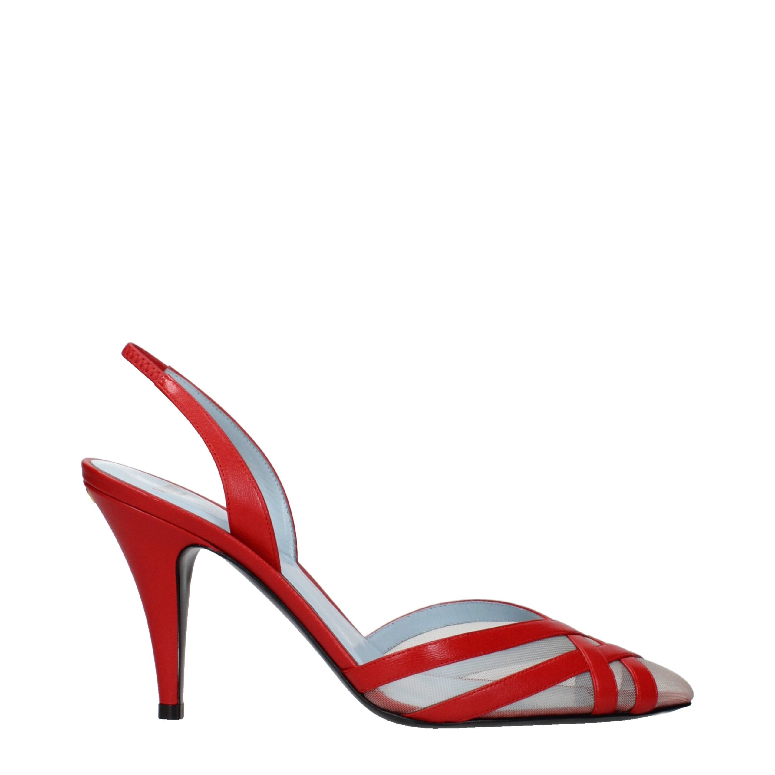 Valentino Garavani Red Leather Stiletto Heel Sandals Back Logo