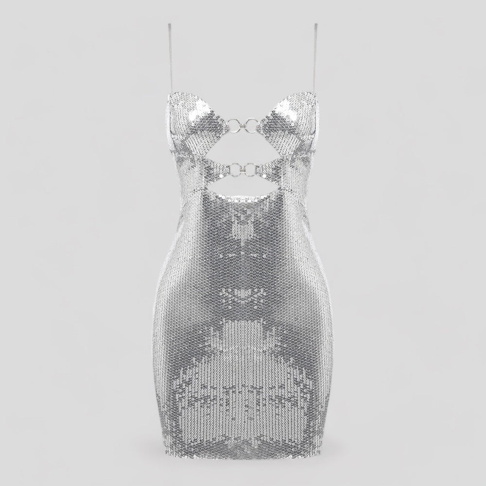 Vestido de lentejuelas plateado