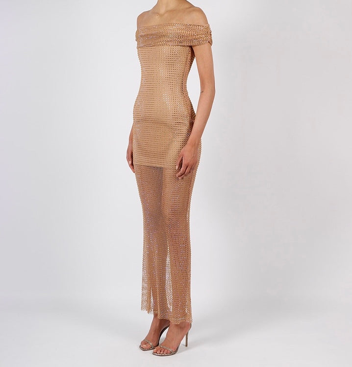 Vestido fiesta nude
