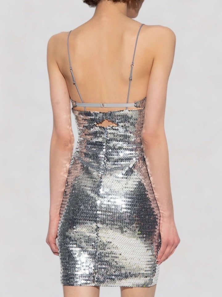 Vestido de lentejuelas plateado