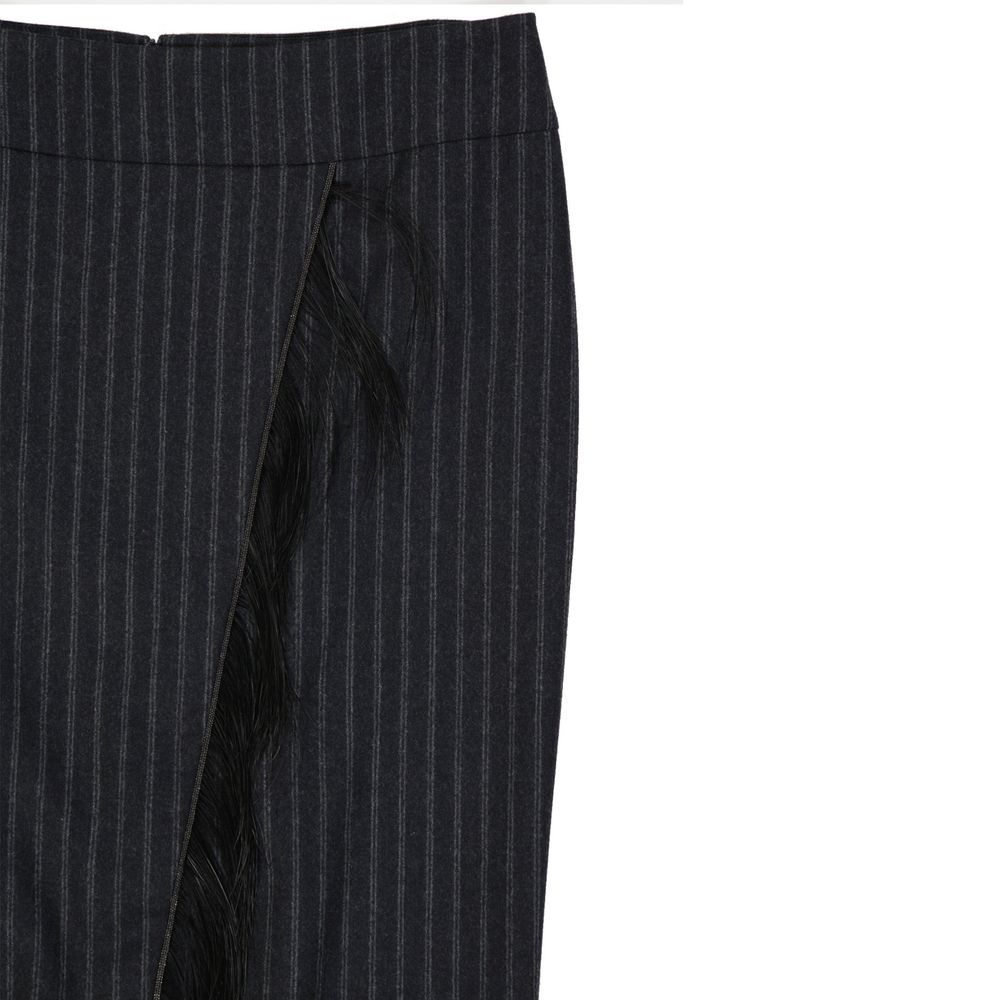 Gray Virgin Wool Long Skirt