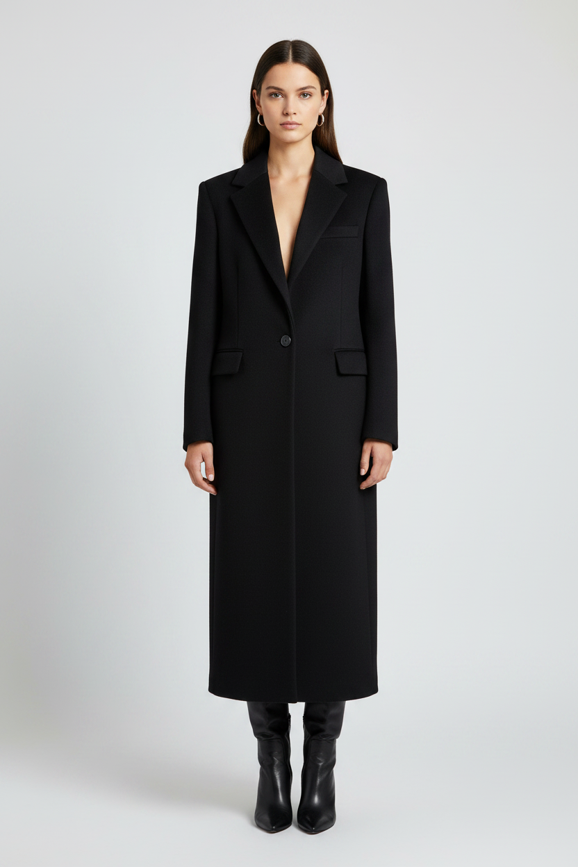 Saint Laurent Tailored Coat in Black | Made in Italy