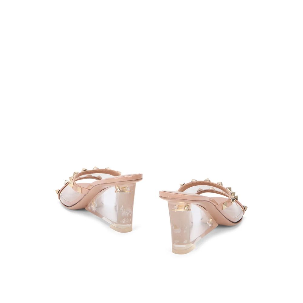 Valentino Garavani Beige Leather Mules Acrylic Heel 7.5cm