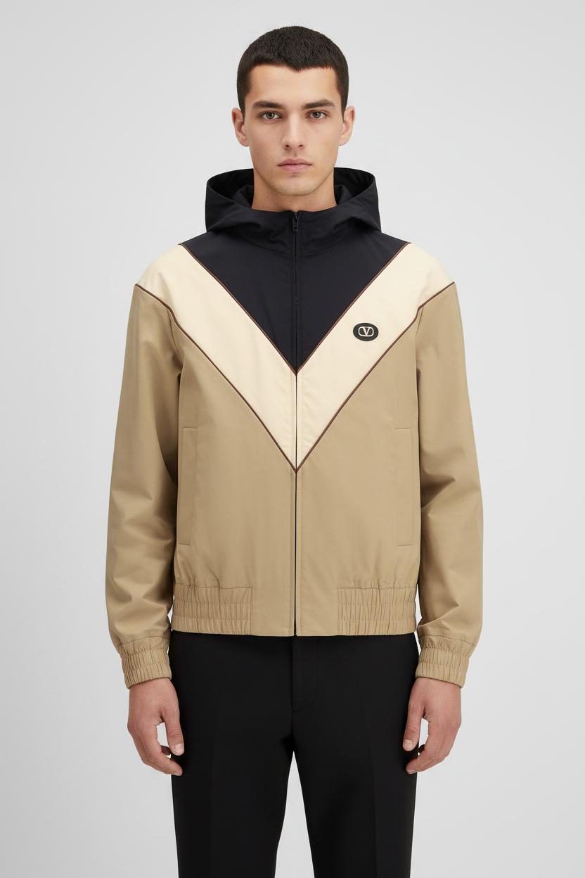 Valentino Garavani VLogo Multicolor Nylon Hooded Windbreaker Jacket