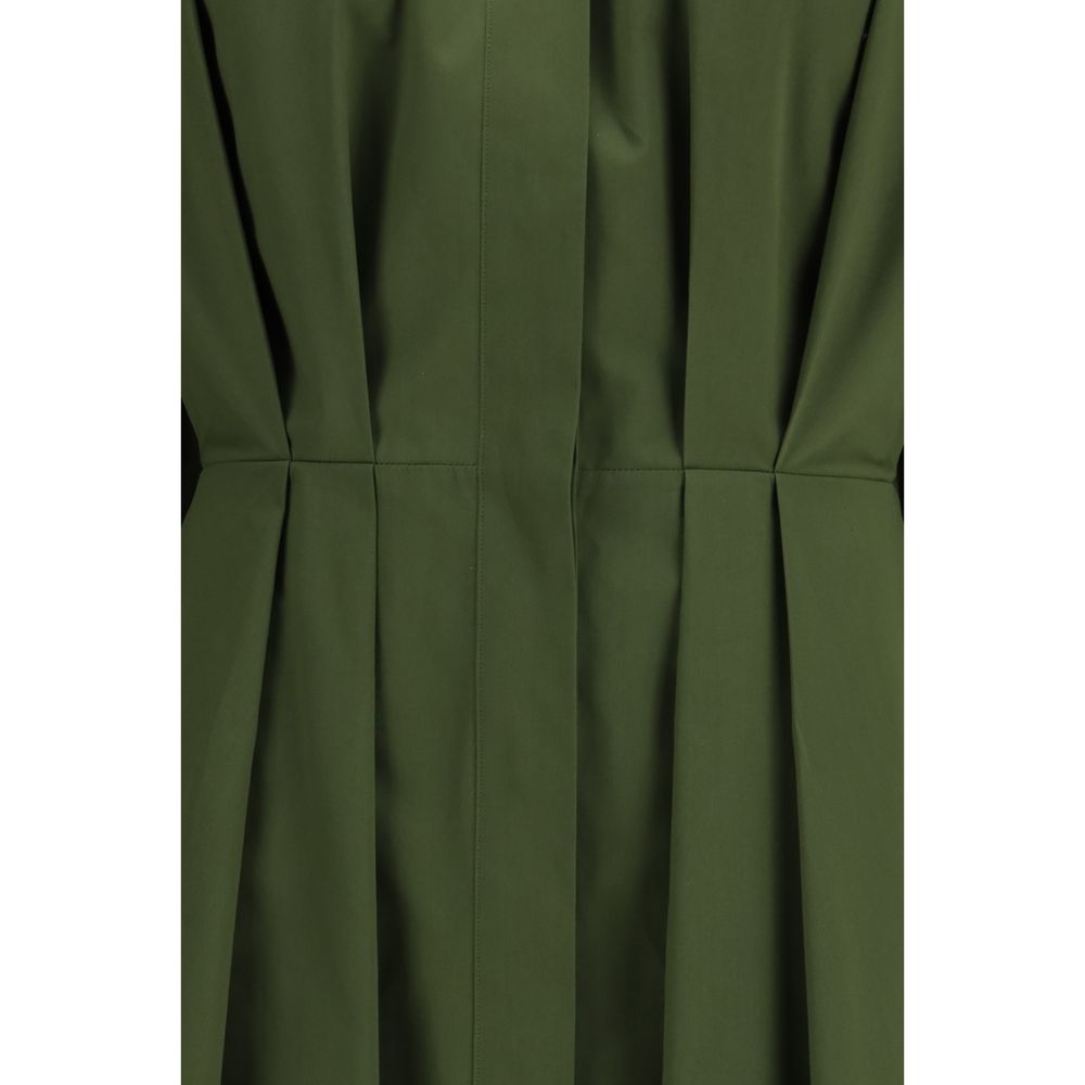 Givenchy Pleated Poplin Shirt Dress in Khaki Green