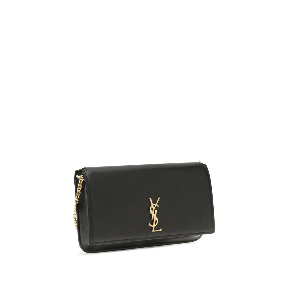 Saint Laurent Cassandre Smartphone Case Bag — Black Calfskin & YSL Logo | Women
