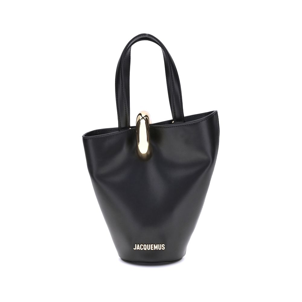Jacquemus La Bambola Small Bucket Bag in Black Smooth Leather