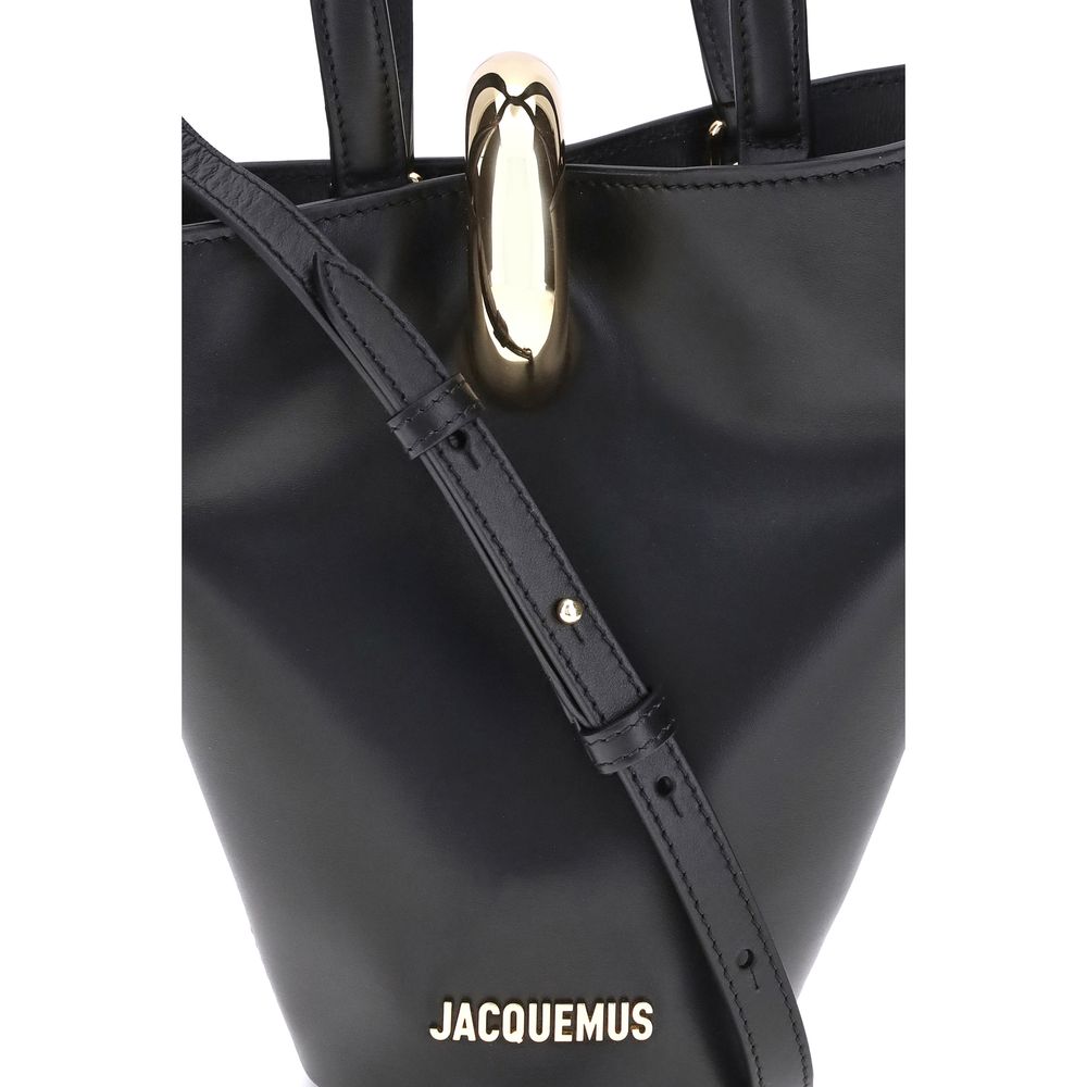 Jacquemus La Bambola Small Bucket Bag in Black Smooth Leather