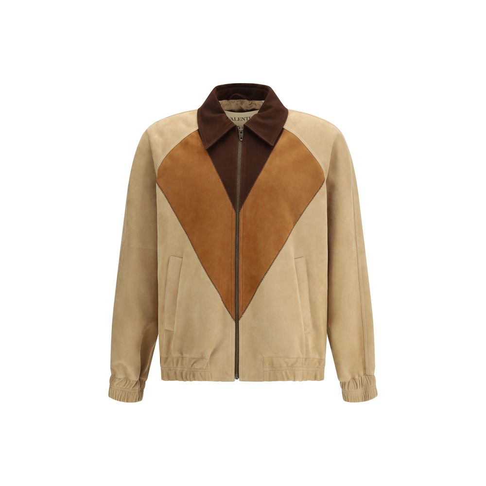 Valentino Garavani Brown Goatskin Suede Biker Jacket