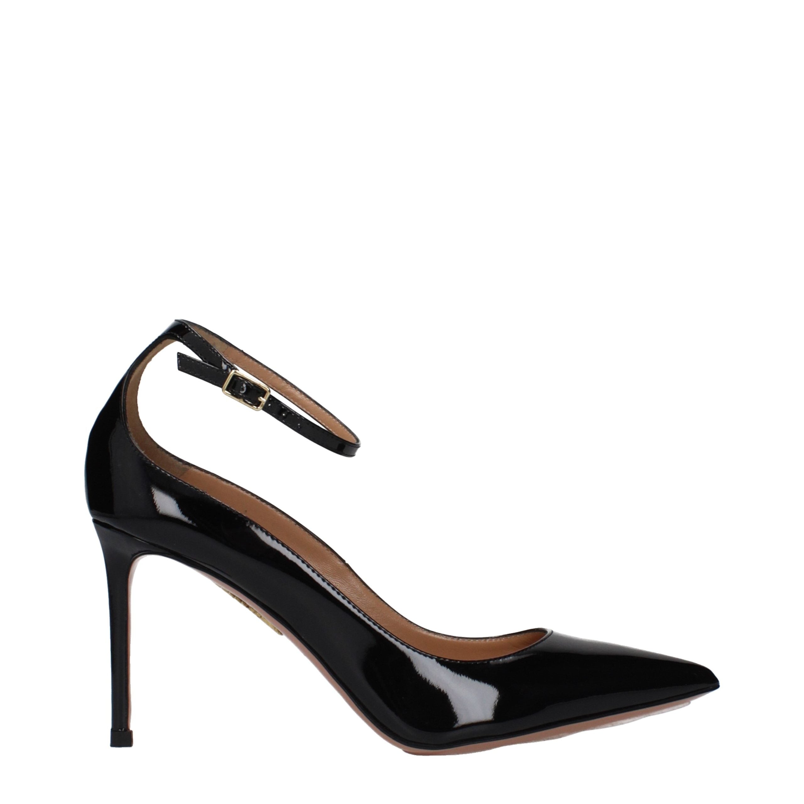 Black Leather High Heel Pumps