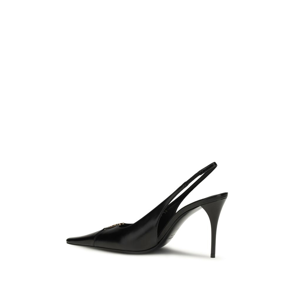 Saint Laurent Babylon Black Calfskin Slingback Stiletto Pumps AW26