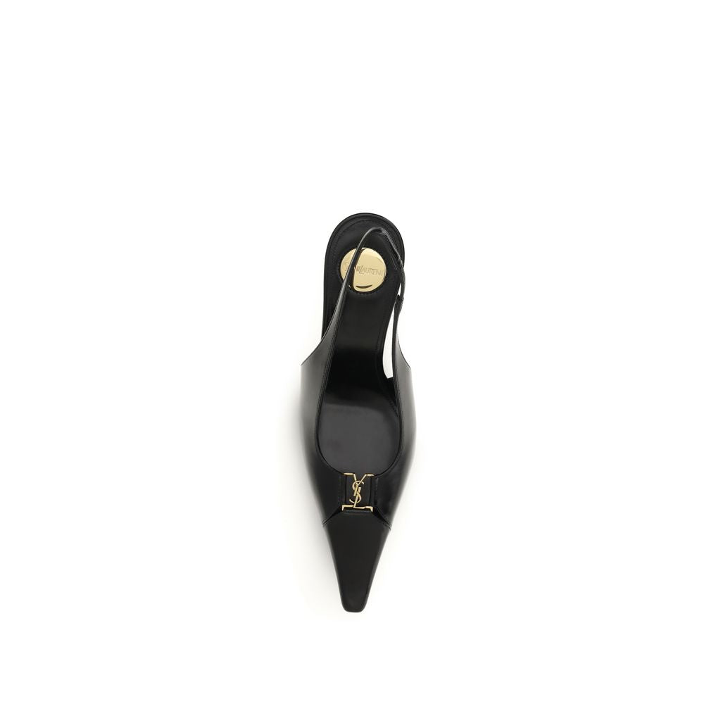 Saint Laurent Babylon Black Calfskin Slingback Stiletto Pumps AW26