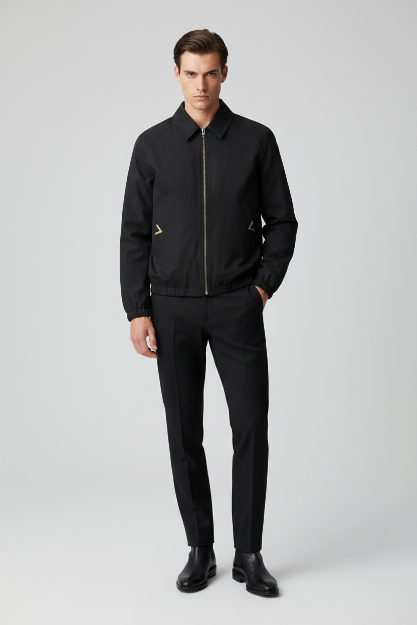 Valentino Garavani Black Cotton Bomber Jacket Embroidered Lining SS26