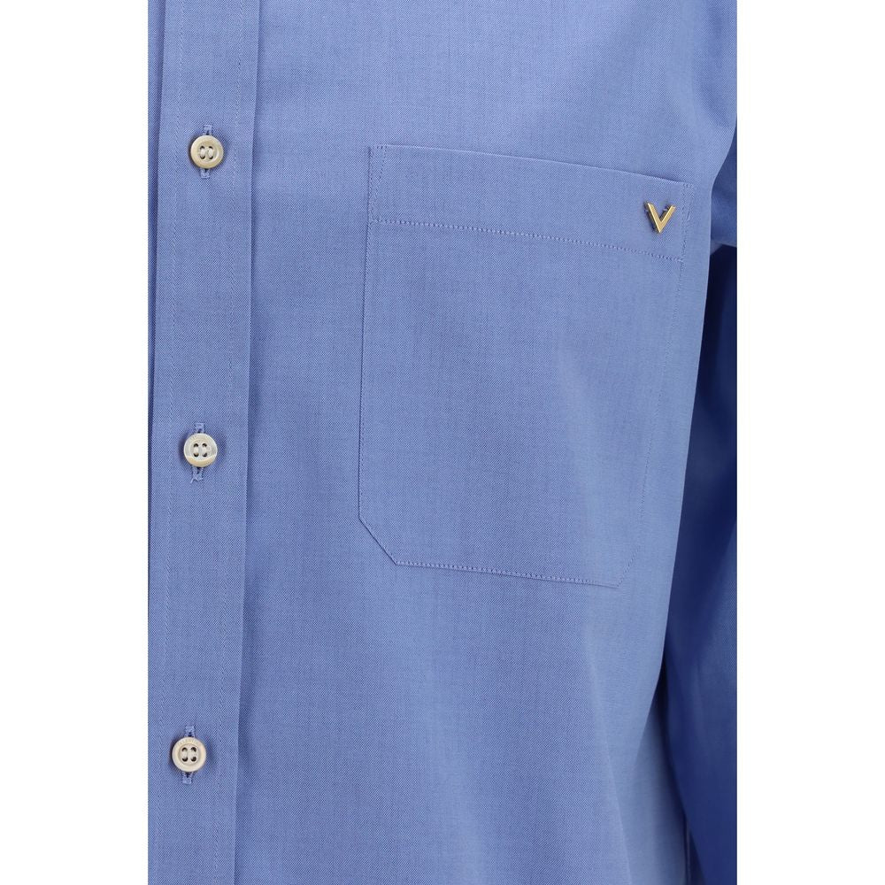 Valentino Garavani VGold Oxford Cotton Shirt in Blue | SS26