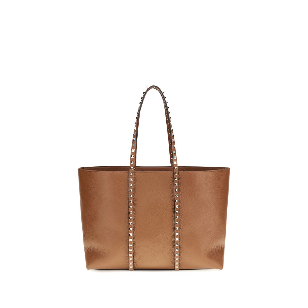 Valentino Garavani Rockstud Calfskin Tote Bag in Brown | SS26