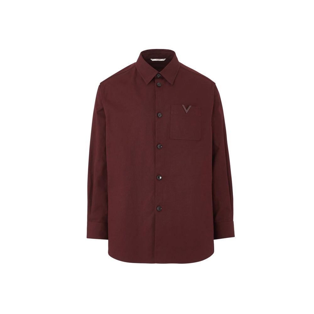 Valentino Garavani Cotton Oversized Shirt Jacket in Red | Made in Italy