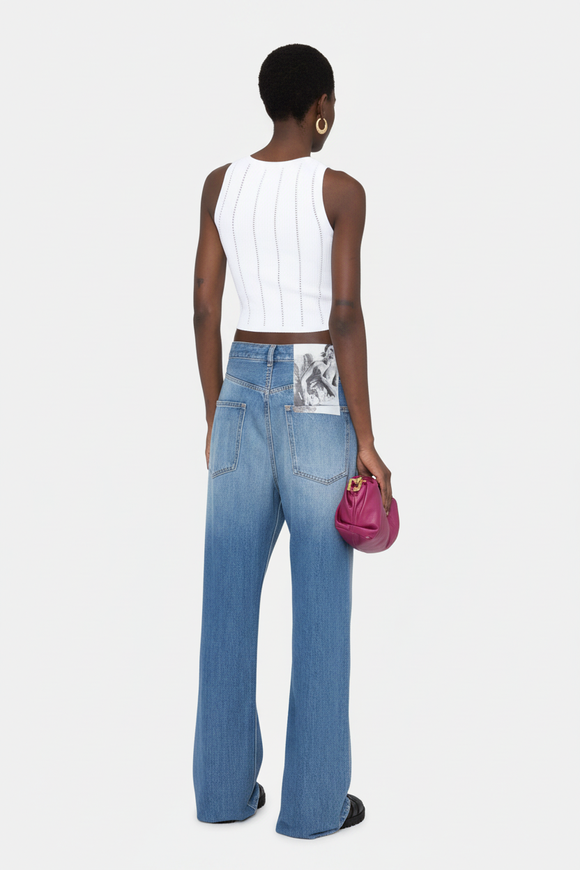 Valentino Garavani High-Waisted Cotton Denim Jeans in Blue | Made in Italy