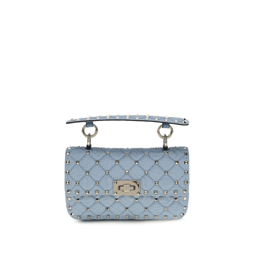 Valentino Garavani Rockstud Spike Blue Quilted Nappa Shoulder Bag