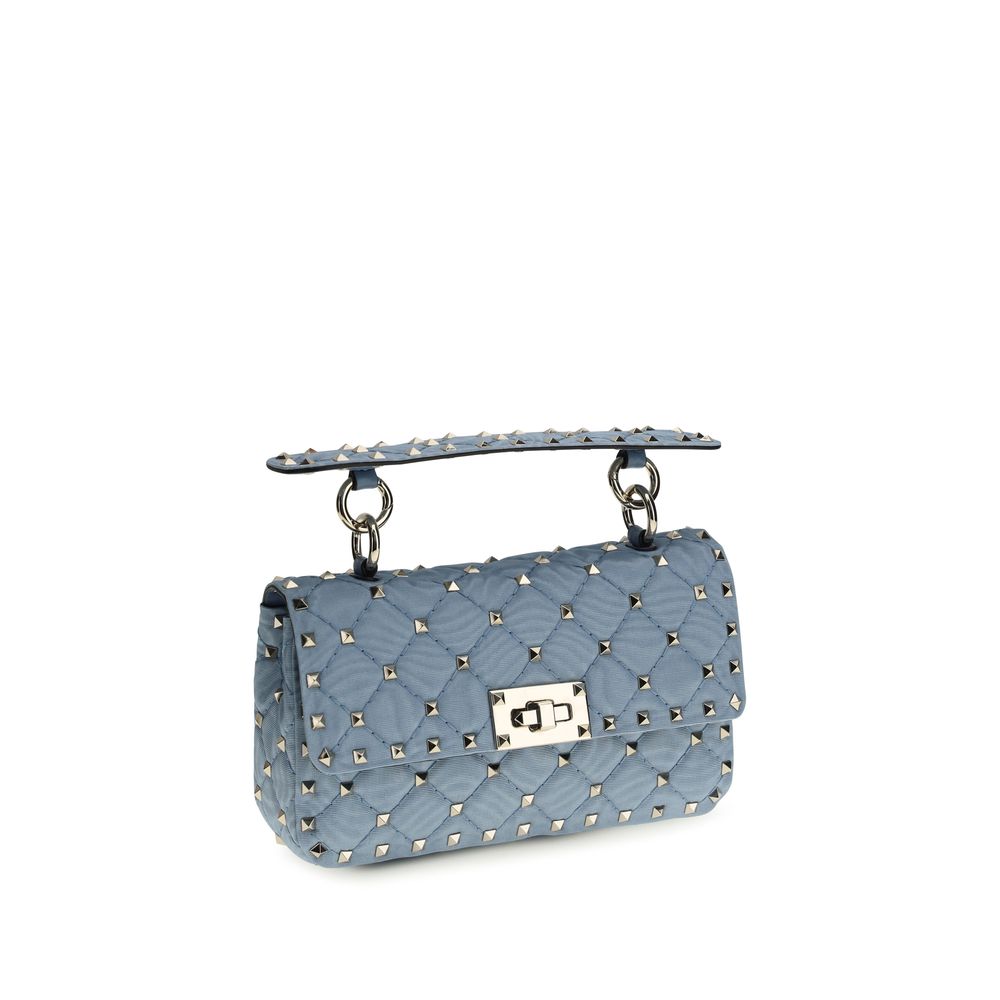 Valentino Garavani Rockstud Spike Blue Quilted Nappa Shoulder Bag