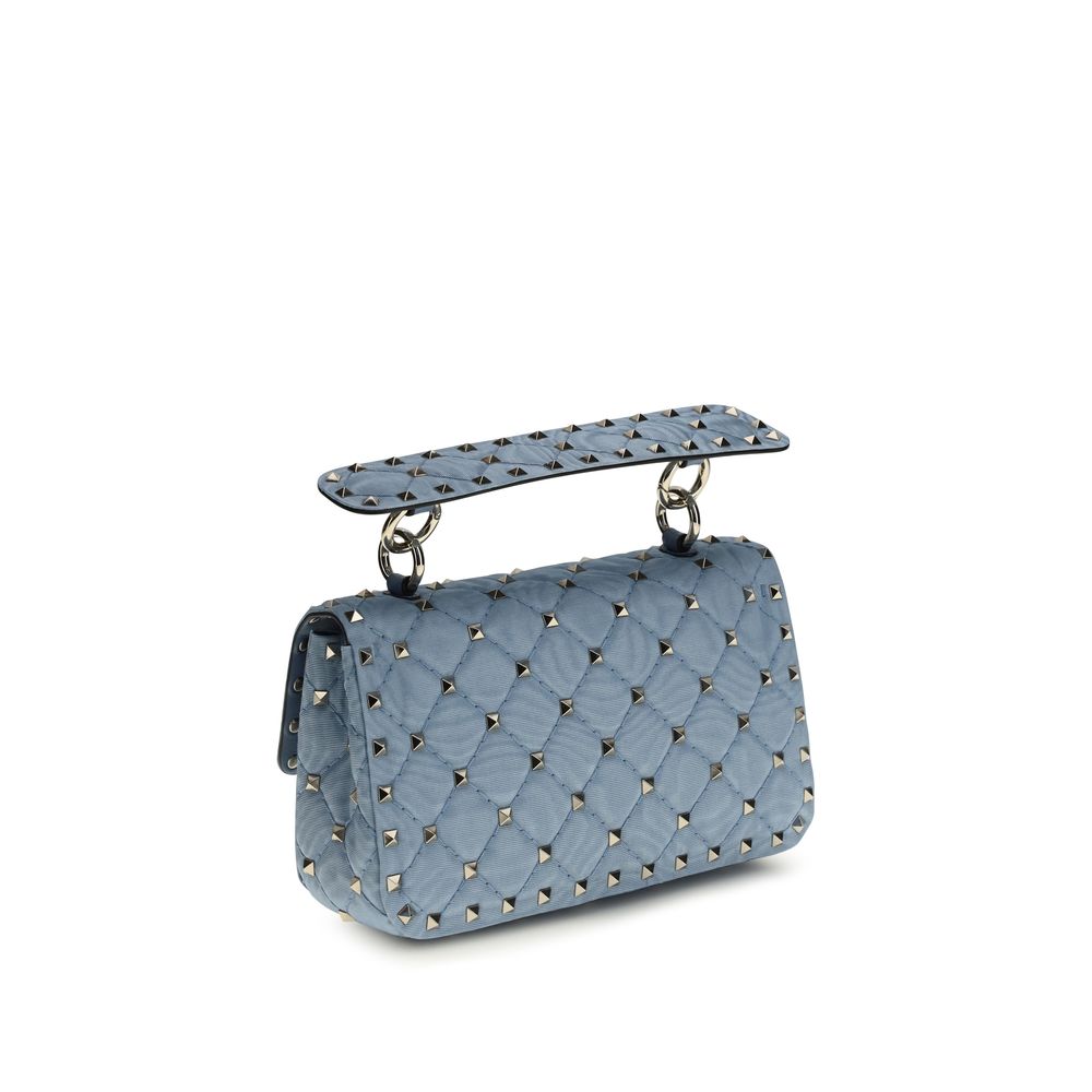 Valentino Garavani Rockstud Spike Blue Quilted Nappa Shoulder Bag