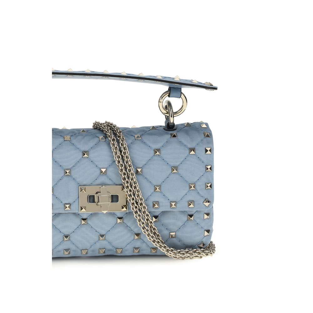 Valentino Garavani Rockstud Spike Blue Quilted Nappa Shoulder Bag
