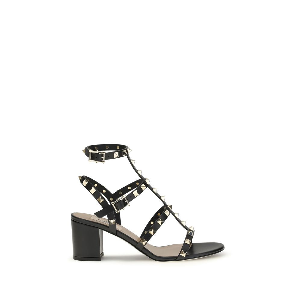 Valentino Garavani Rockstud Strap Calfskin Sandals in Black | AW26