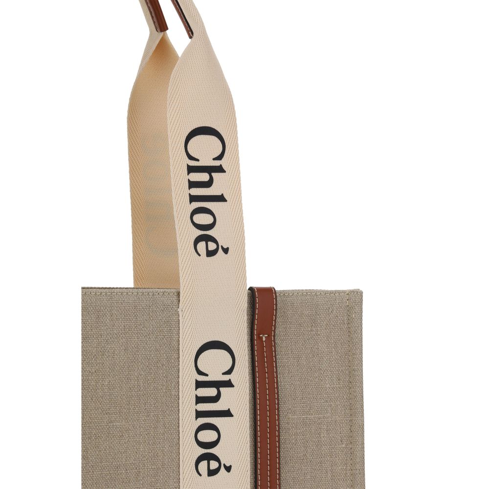 Beige Linen Handbag