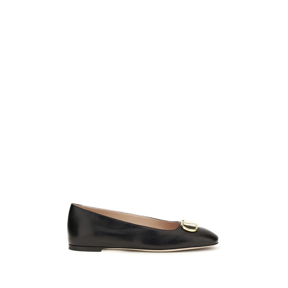 Valentino Garavani VLogo Signature Ballet Flats — Black Nappa Calfskin | Women