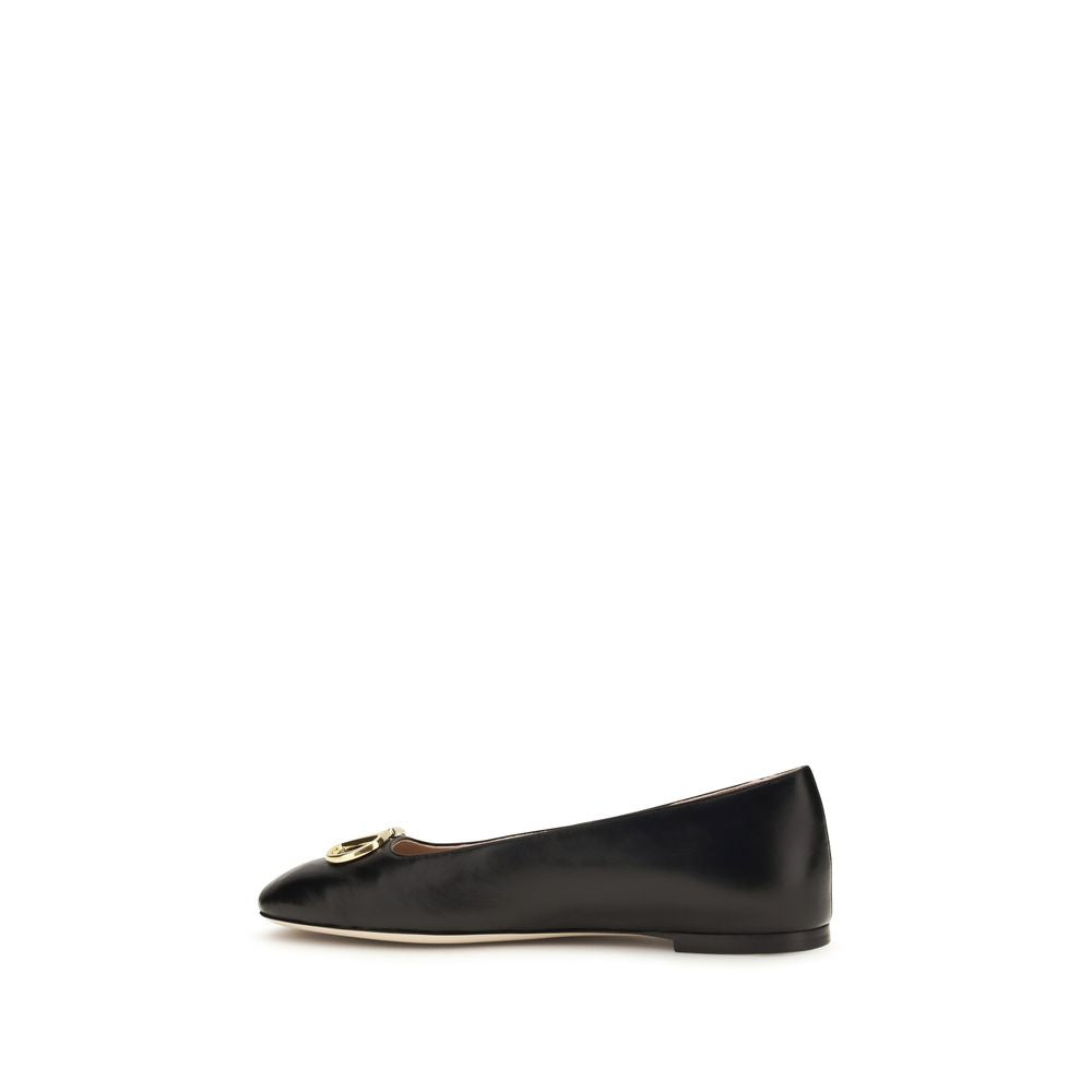 Valentino Garavani VLogo Signature Ballet Flats — Black Nappa Calfskin | Women
