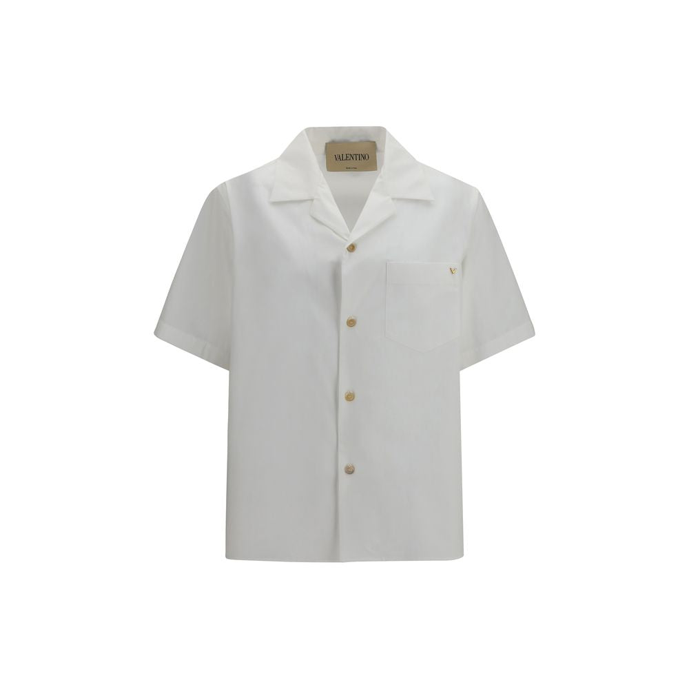 Valentino Garavani White Cotton Short Sleeve Shirt VLogo AW26
