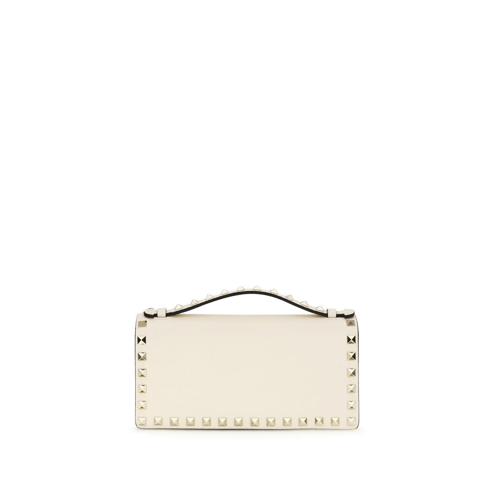 Valentino Garavani Rockstud Beige Calfskin Chain Wallet Crossbody